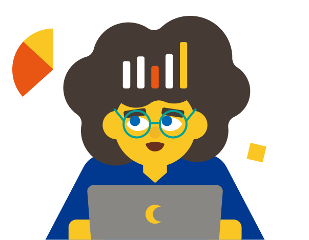 SEOレポートを分析するスタッフのイラスト