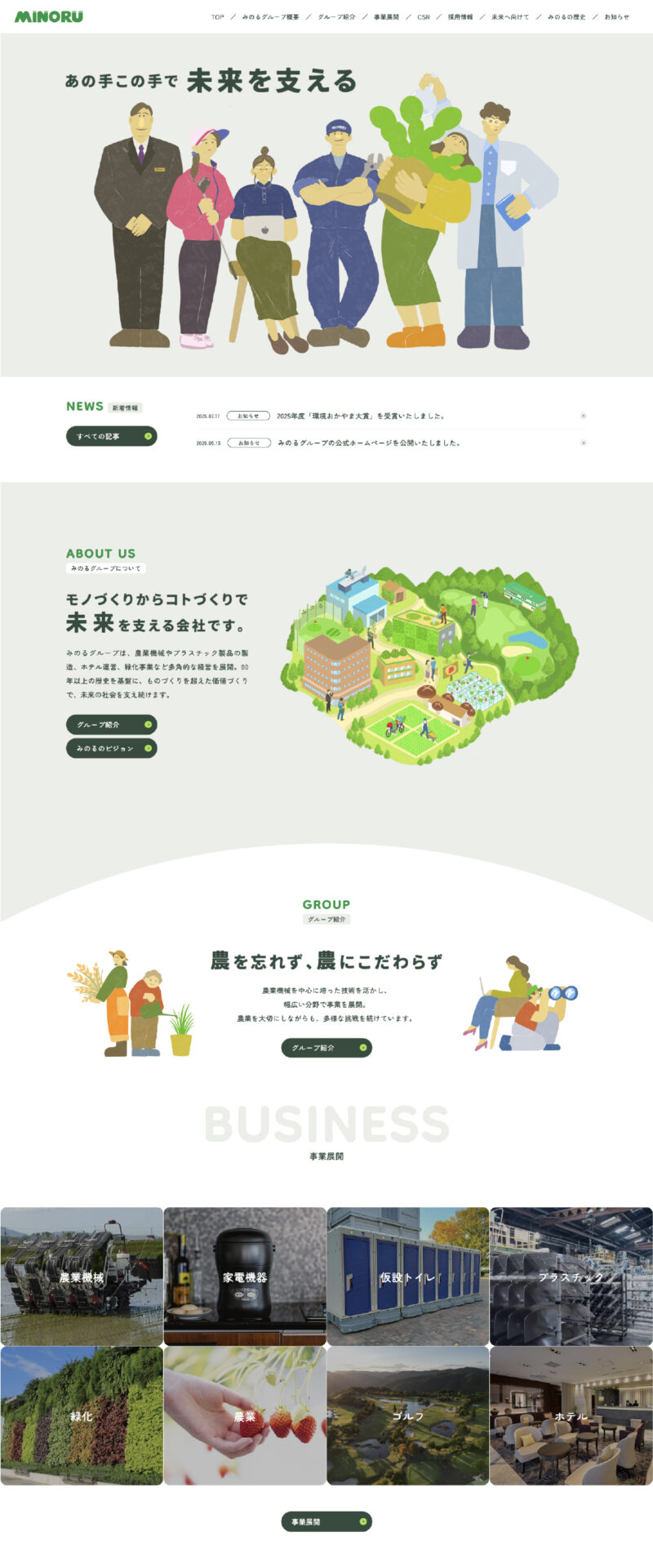 みのるグループ様 グループサイト制作
